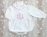 Scalloped Long Sleeve Bubble- White