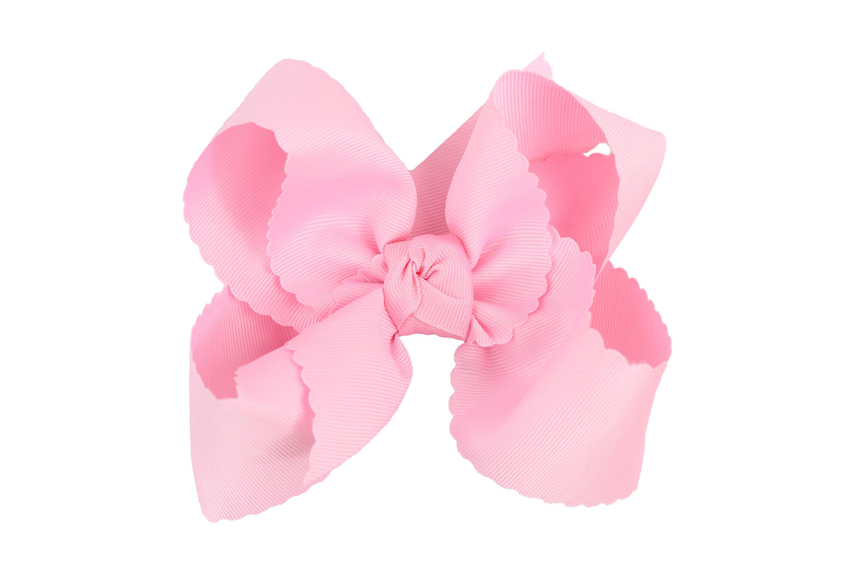 Conley Pink Scalloped Edge Bow on Alligator Clip