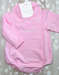 Scalloped Long Sleeve Bubble- Pink