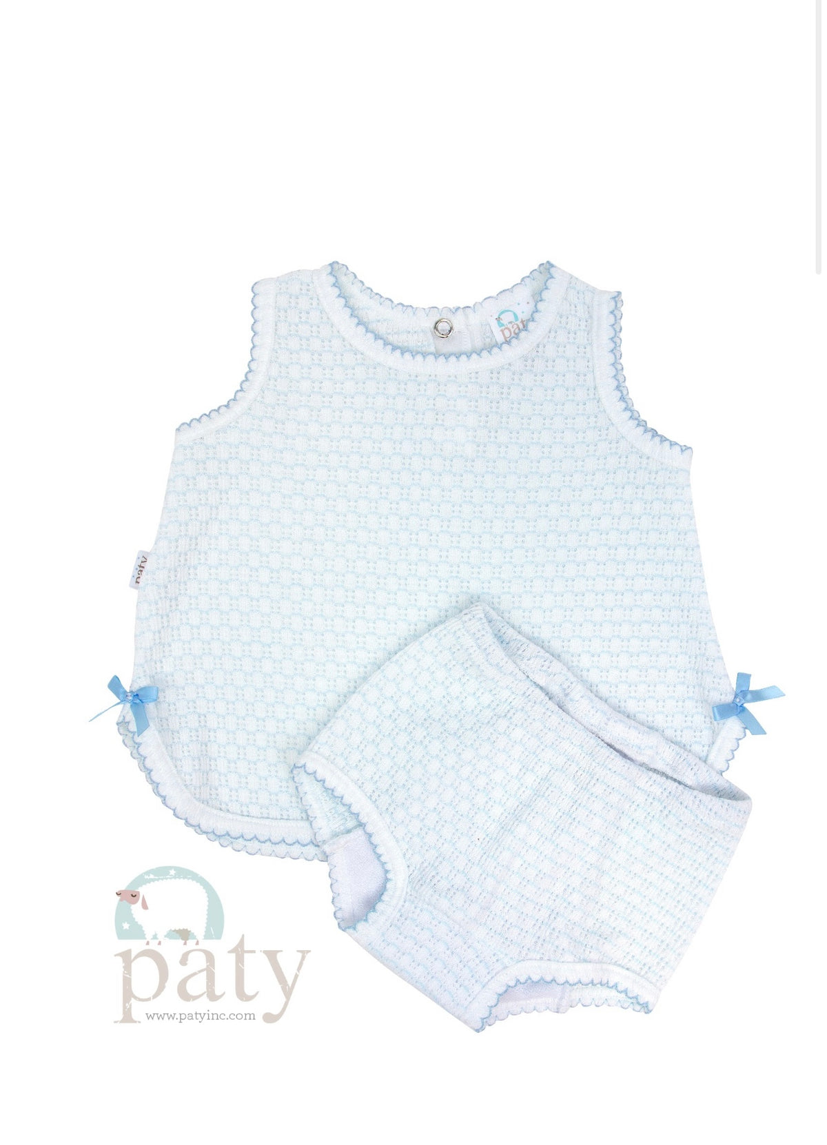 Paty Knit Sleeveless Top and Bloomer Set - Blue