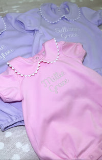 Short Sleeved Scalloped Collared Bubbles- Pink