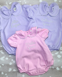 Short Sleeved Scalloped Collared Bubbles- Pink
