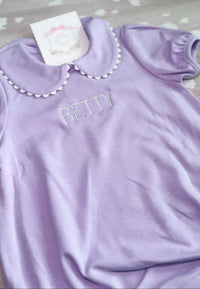 Scalloped Long Sleeve Bubble- Lavender
