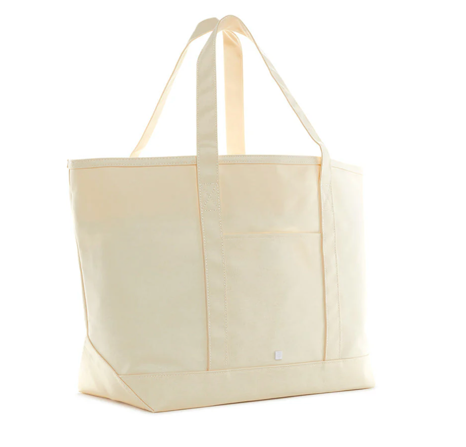 NATURAL COATED CANVAS MAXI TOTE