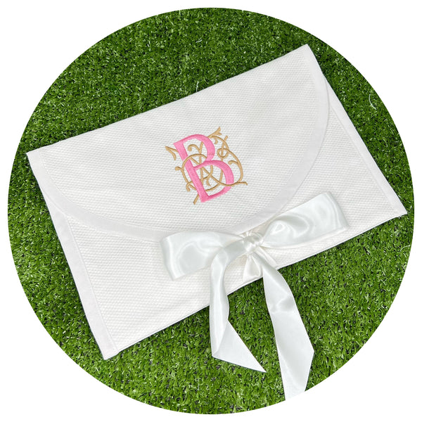 White Cotton Pique Envelope Bag: Medium