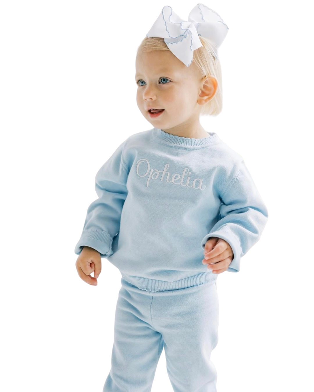 Blue SCALLOP organic cotton knit set