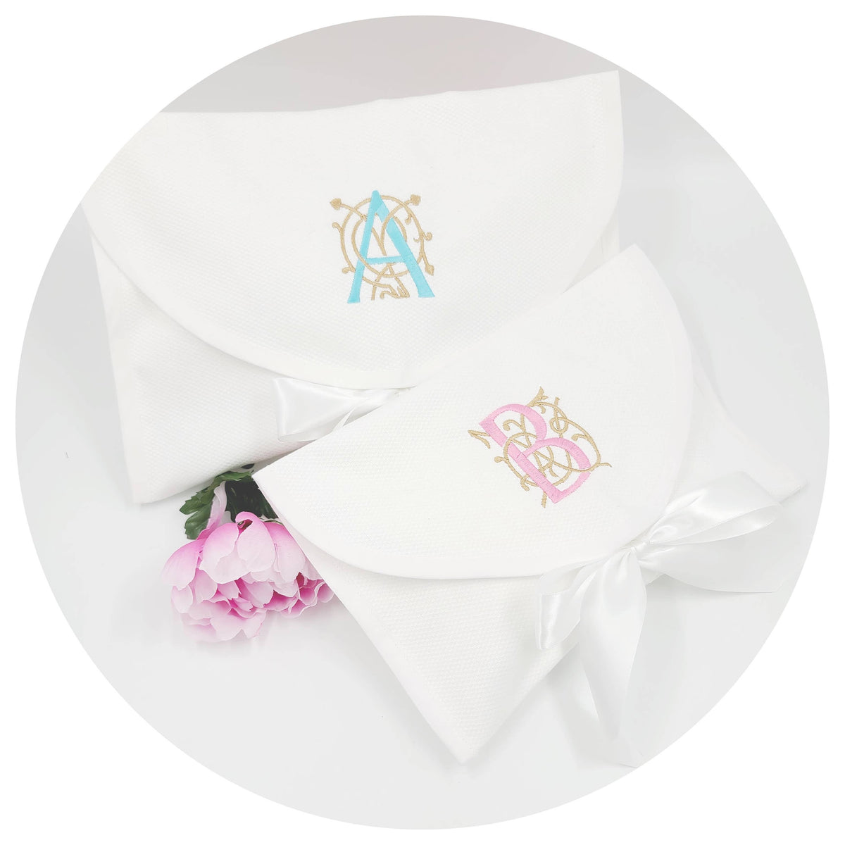 White Cotton Pique Envelope Bag: Medium