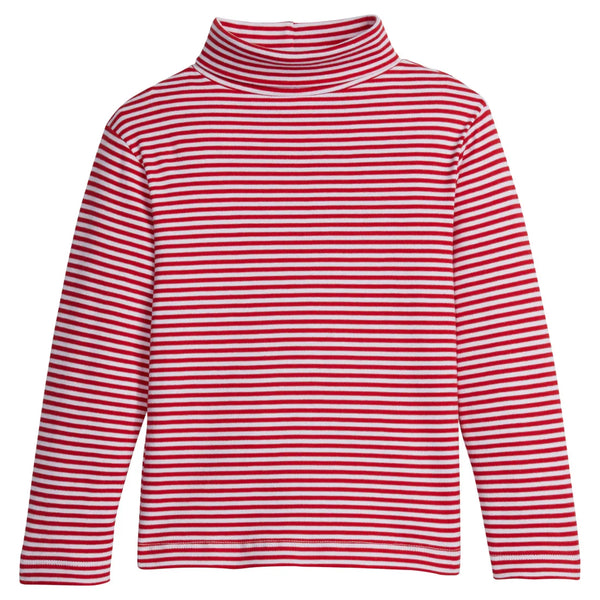 Red and white striped long sleeve turtleneck top for kids