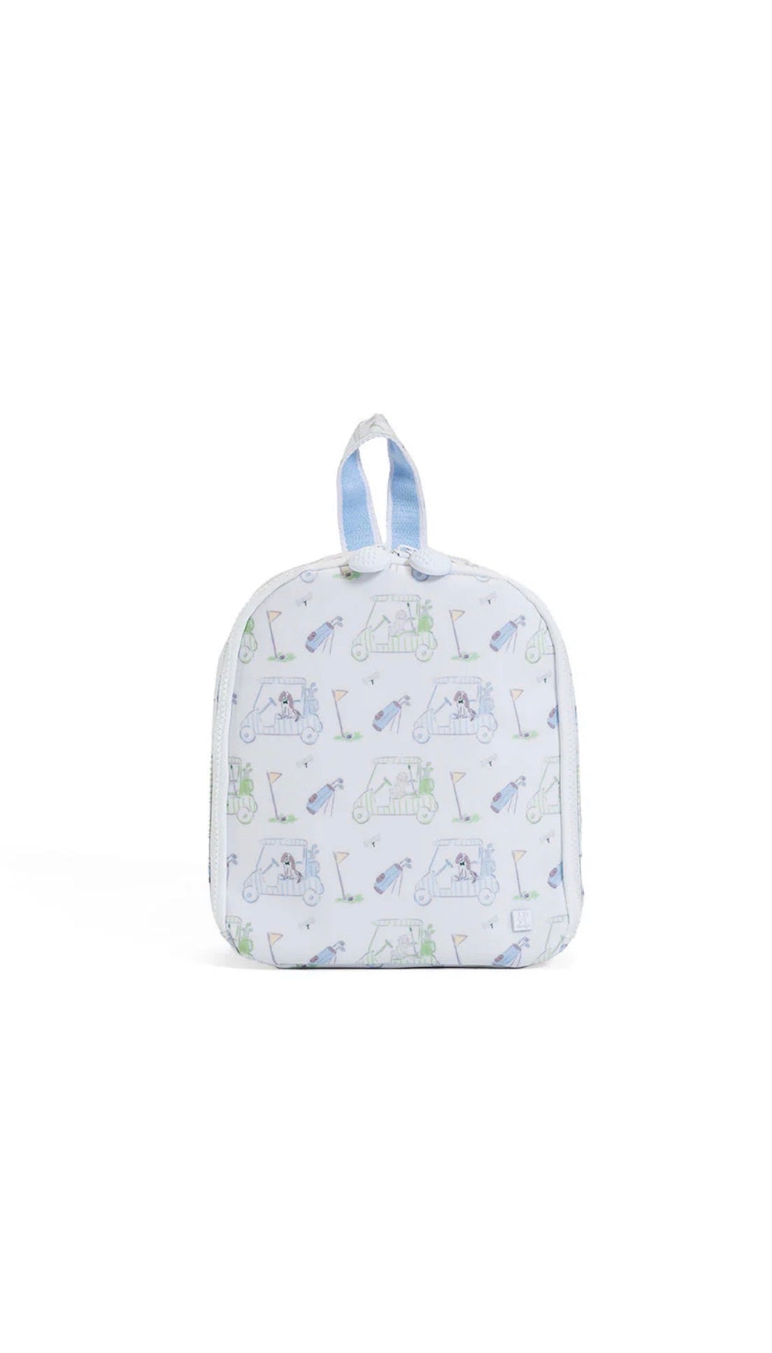 Lunch bag with golf pattern on a white background