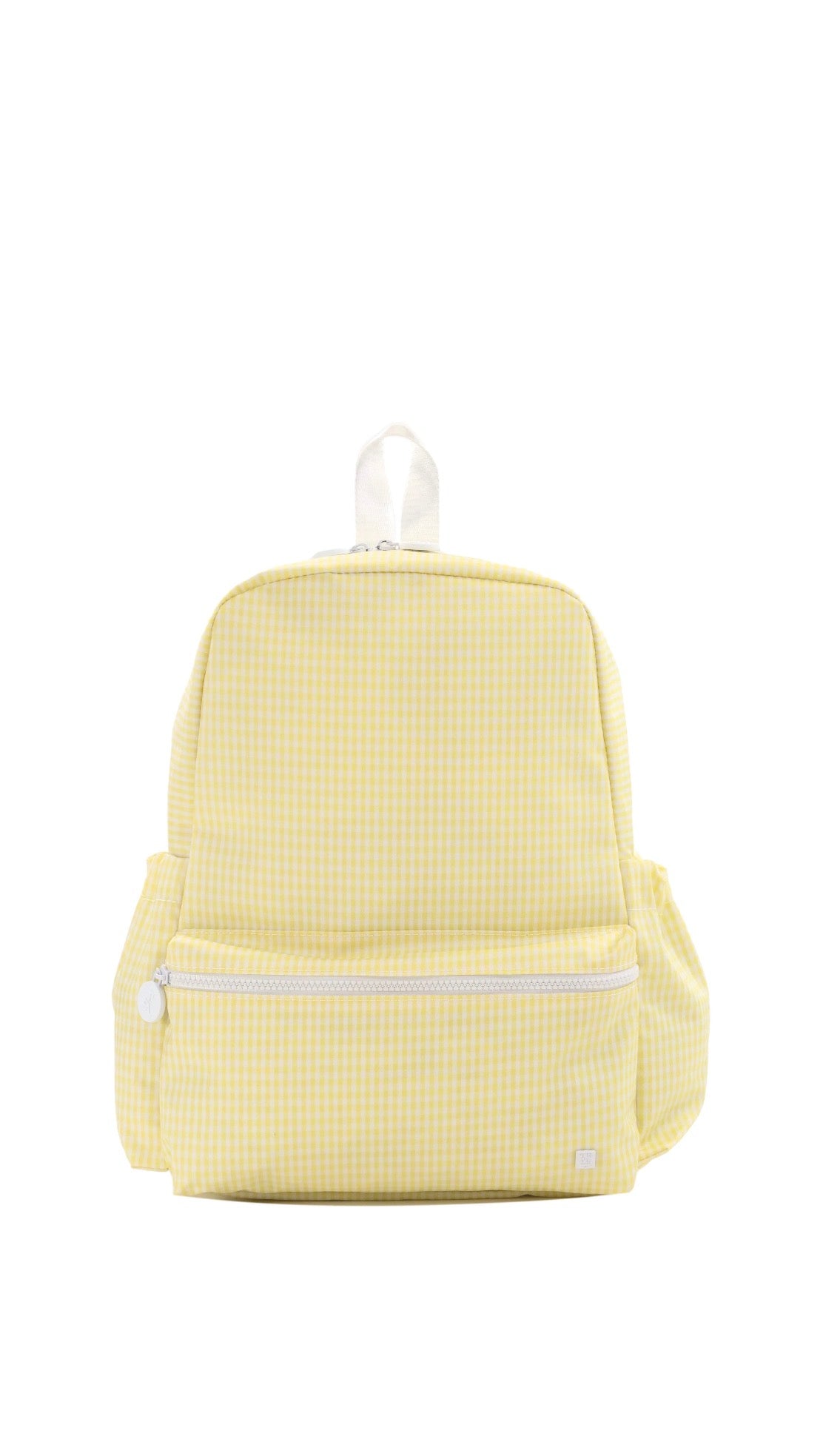 Yellow backpack on a white background