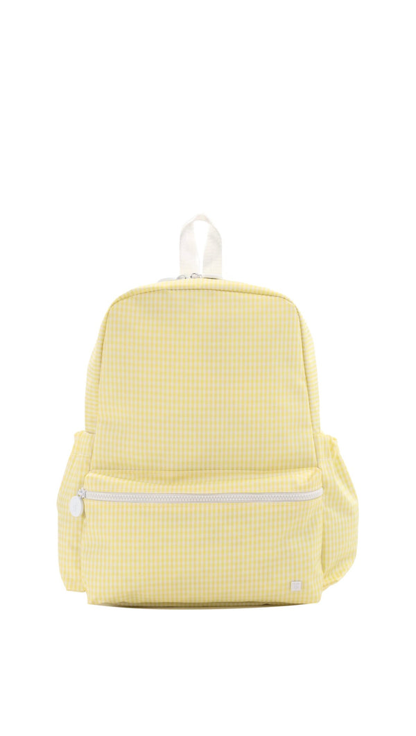 Yellow backpack on a white background