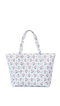 Floral patterned tote bag on a white background