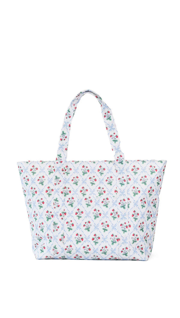 Floral patterned tote bag on a white background
