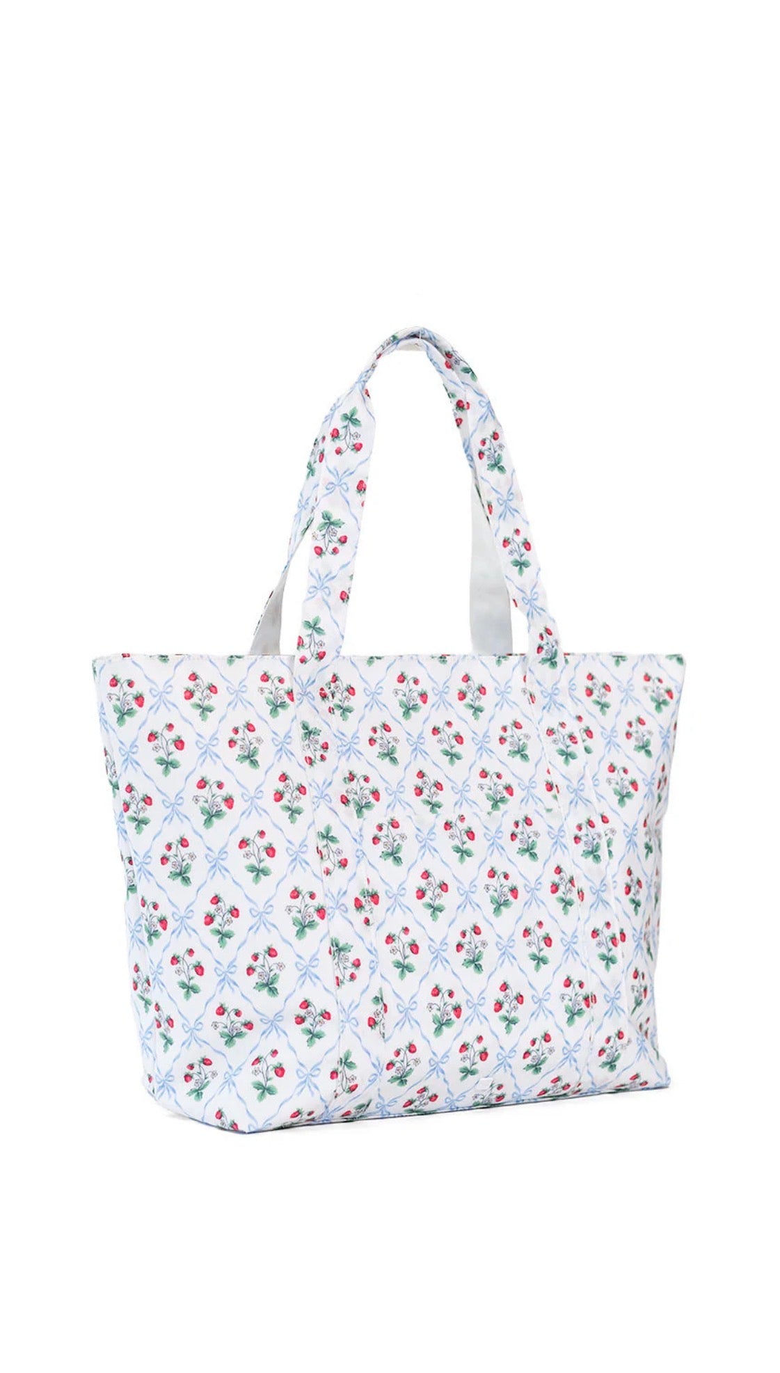 Floral patterned tote bag on a white background