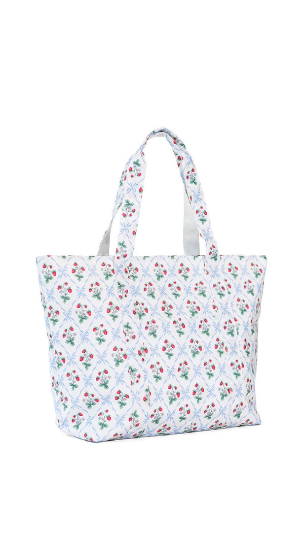 Floral patterned tote bag on a white background