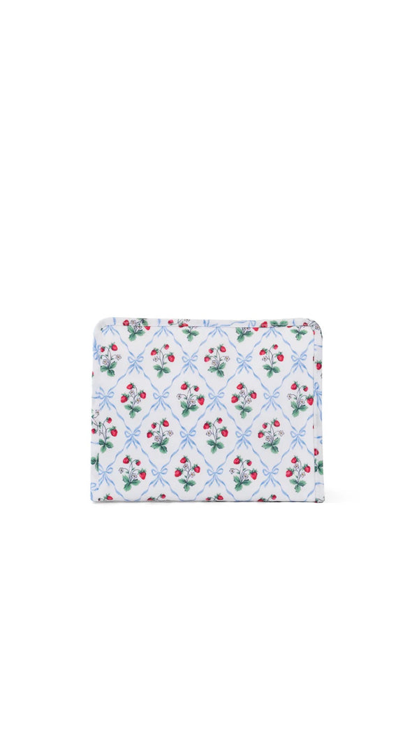 Floral patterned pouch on a white background