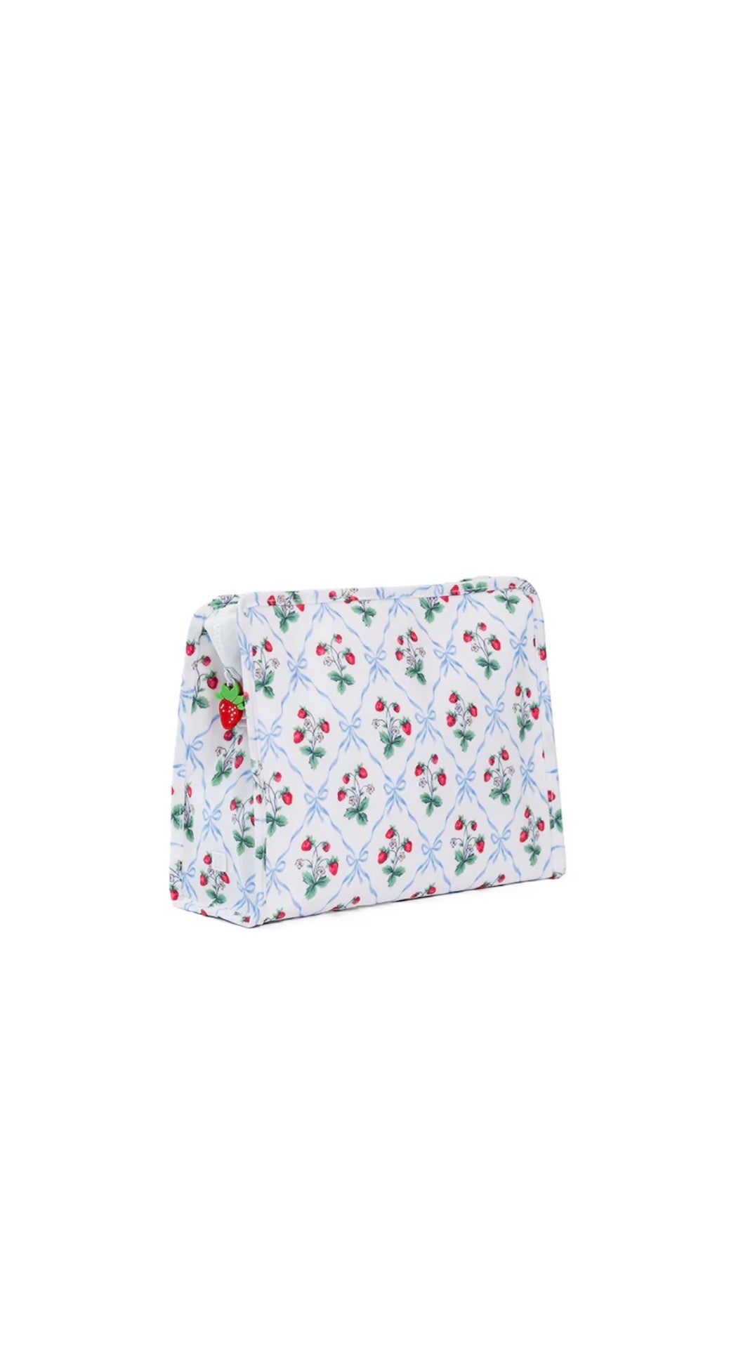 Floral-patterned pouch on a white background