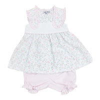 Blake Pink ruffle trim printed floral Bloomer Set