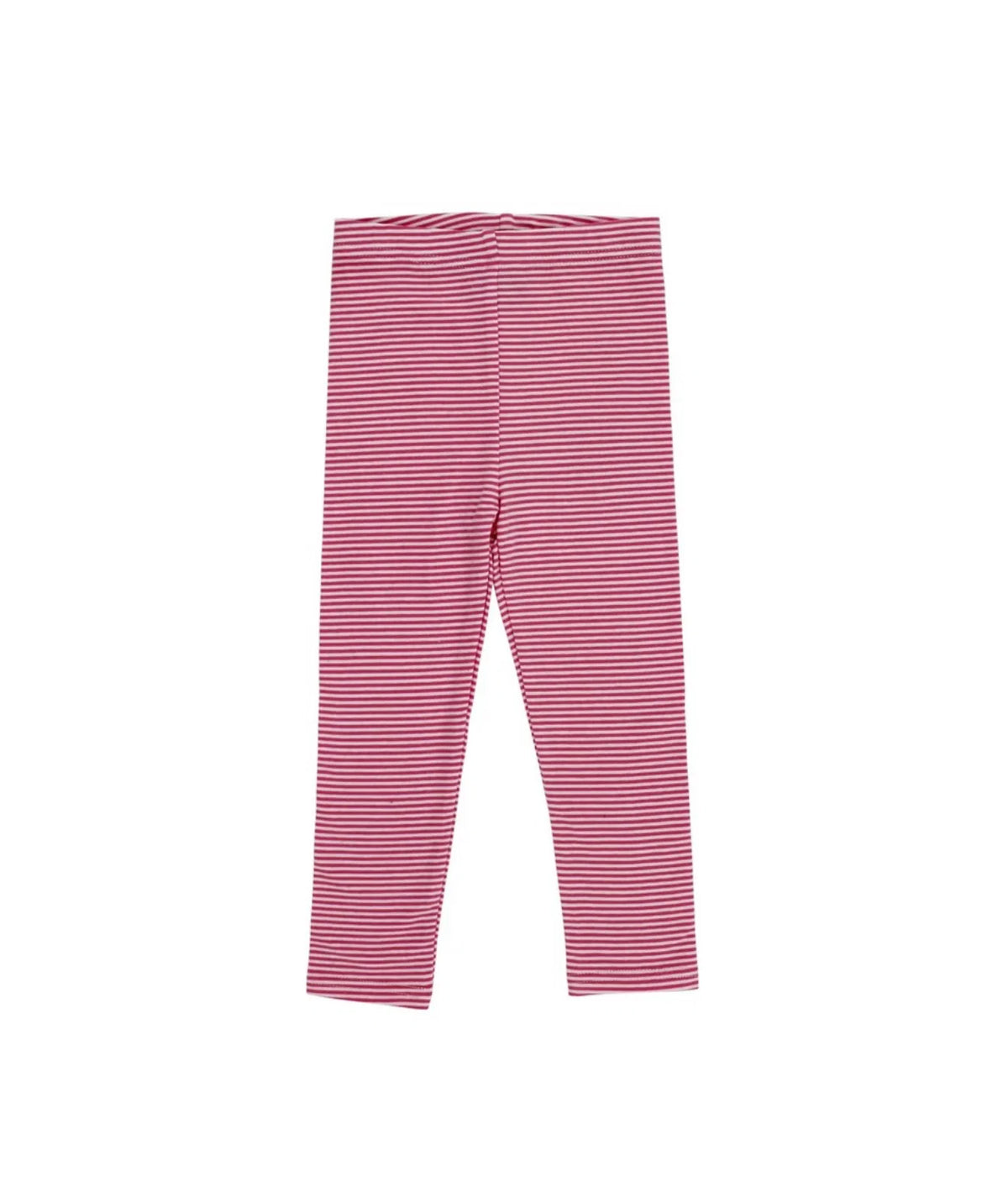 Red and white striped knit cotton leggings for kids
