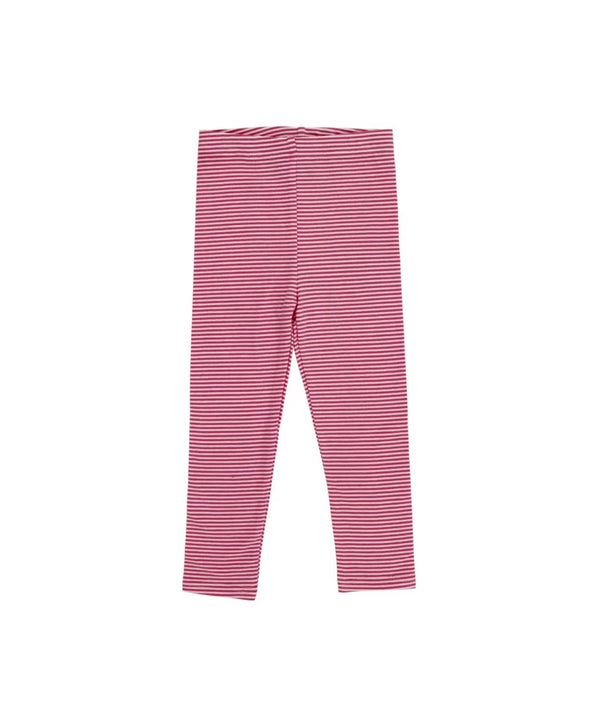 Red and white striped knit cotton leggings for kids