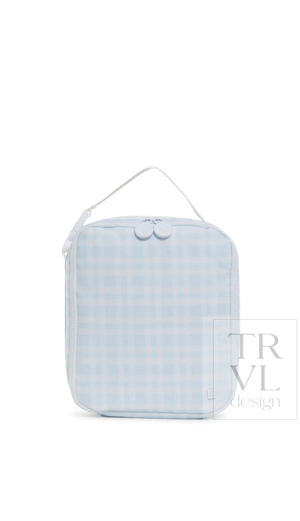 Blue Pimlico plaid TRVL Bring It lunch bag