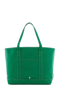 Green trvl maxi tote on white background