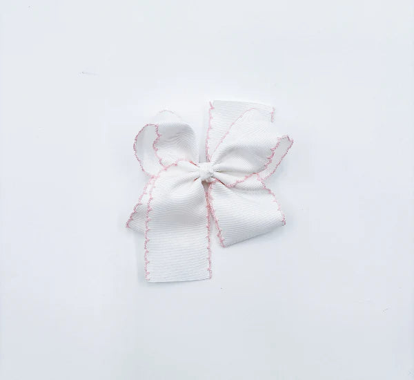 White Bow with Pink Trim