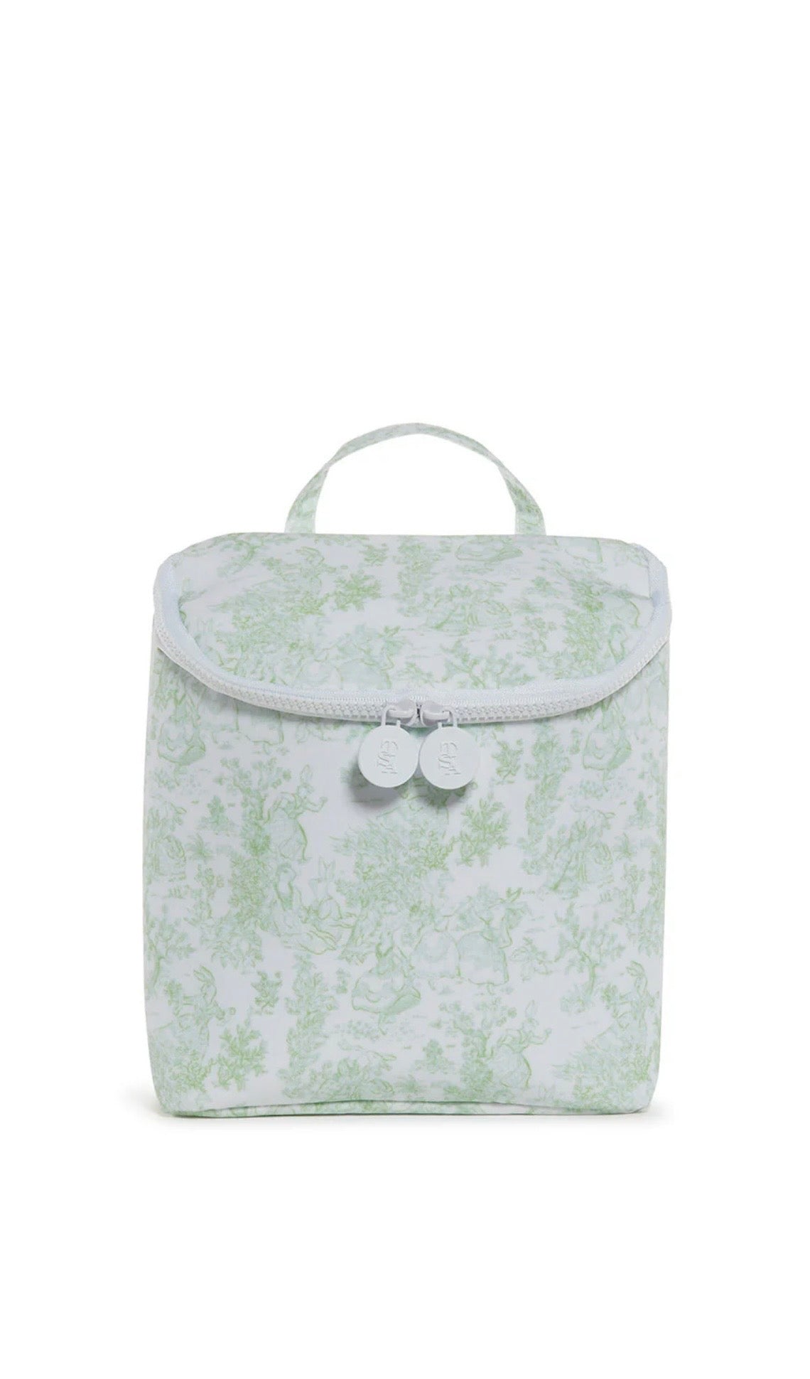 TAKE AWAY INSULATED LUNCH BAG - GREEN BUNNY TOILE
