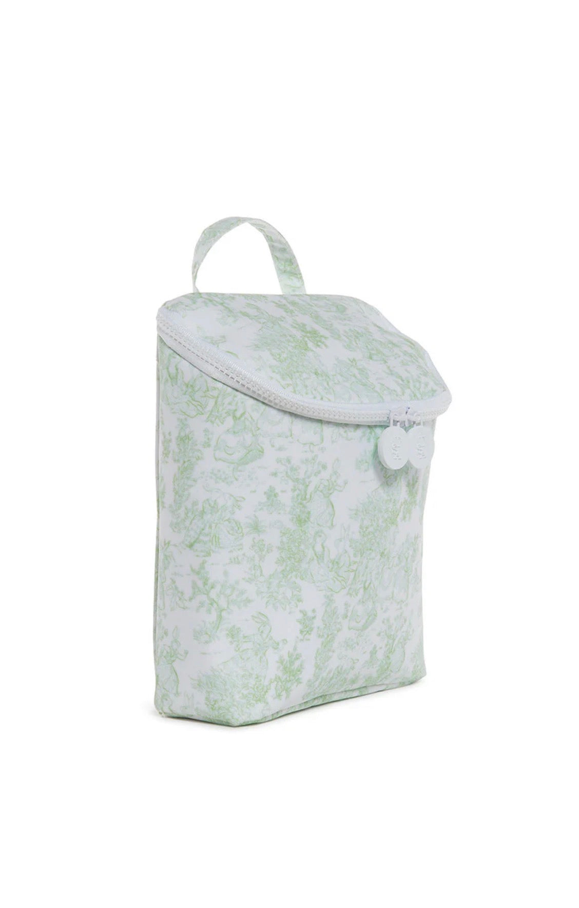 TAKE AWAY INSULATED LUNCH BAG - GREEN BUNNY TOILE