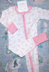 Pink Cowboy Toile Footed Bamboo Sleeper