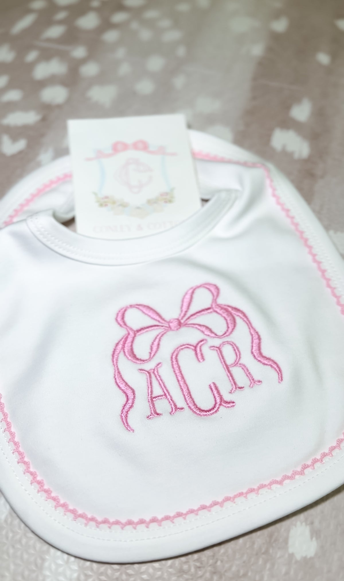 White Picot Trim Bib