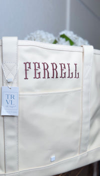 TRVL MAXI TOTE NATURAL COATED CANVAS