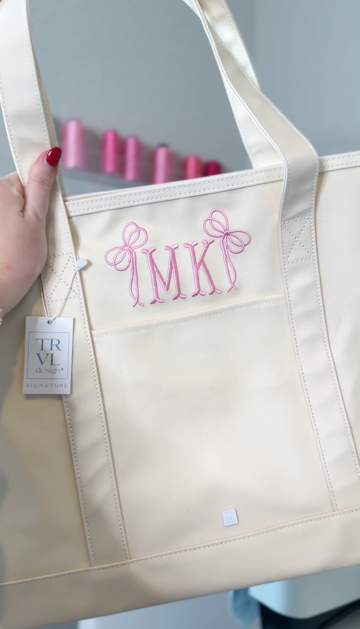 TRVL MAXI TOTE NATURAL COATED CANVAS