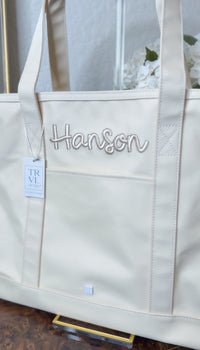 TRVL MAXI TOTE NATURAL COATED CANVAS