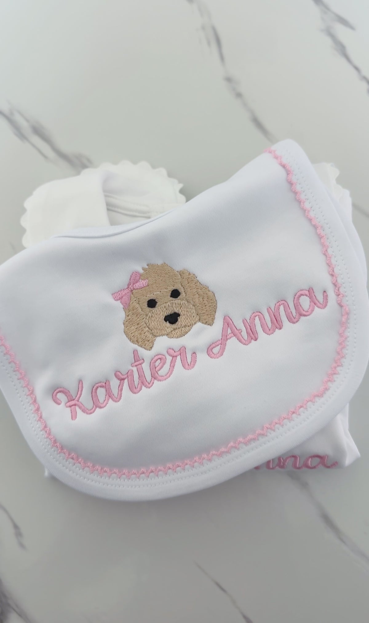 White Picot Trim Bib