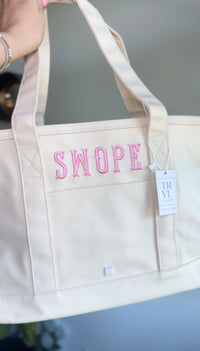 TRVL MAXI TOTE NATURAL COATED CANVAS
