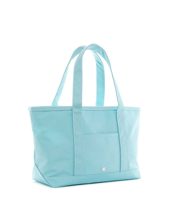 Light blue tote bag on a white background