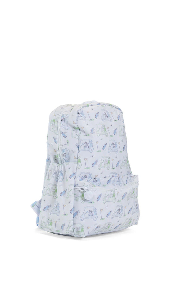 Backpack with golf pattern on a white background