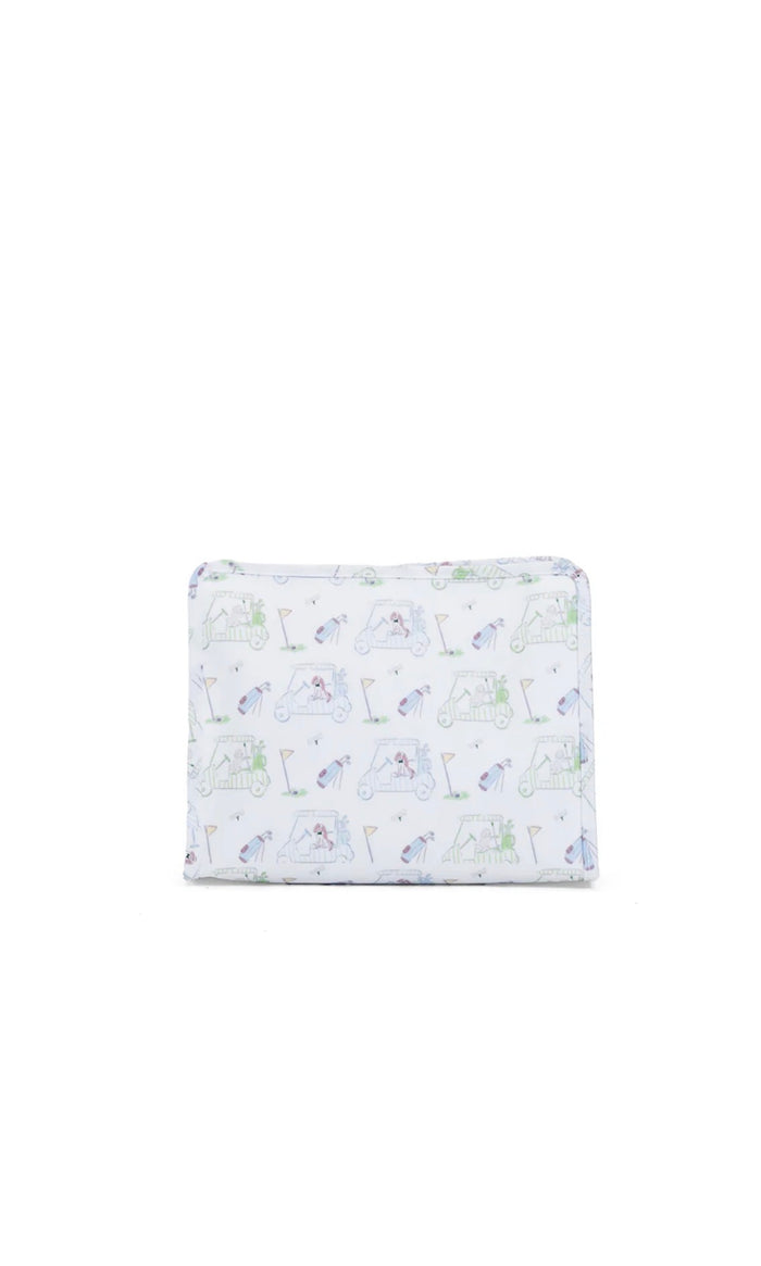 GOLF-patterned bag on a white background