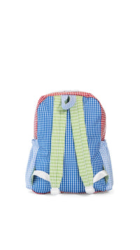 Small backpack with a checkered pattern on a white background