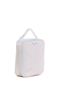 Pink Pimlico Plaid  Trvl Lunch Box on a white background 