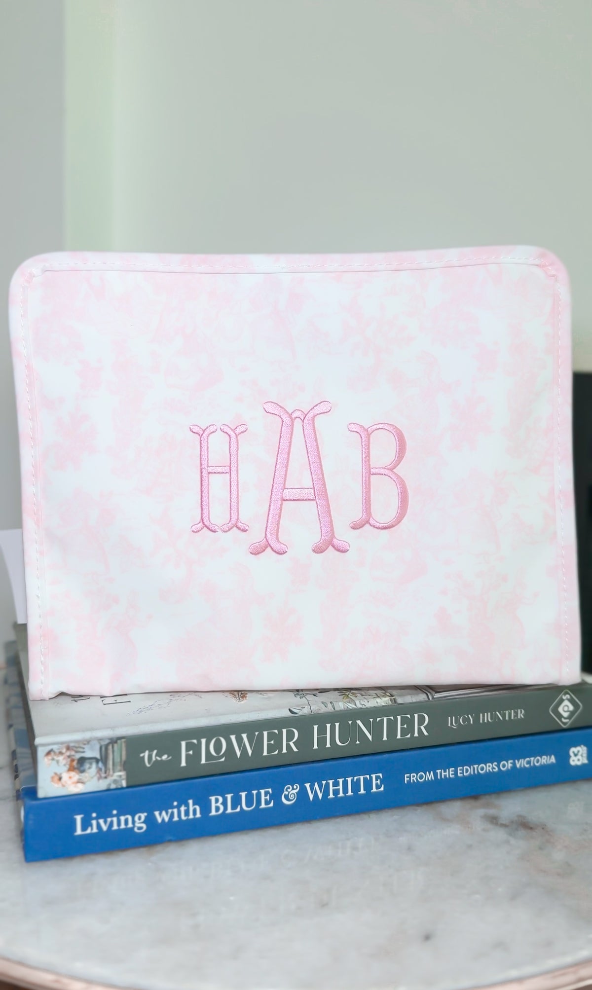 Pink bunny toile roadie Fishtail font HAB