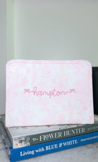 Pink bunny toile roadie Hampton embroidery bow font
