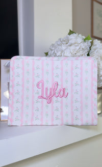 Pink ribbon floral roadie embroidery