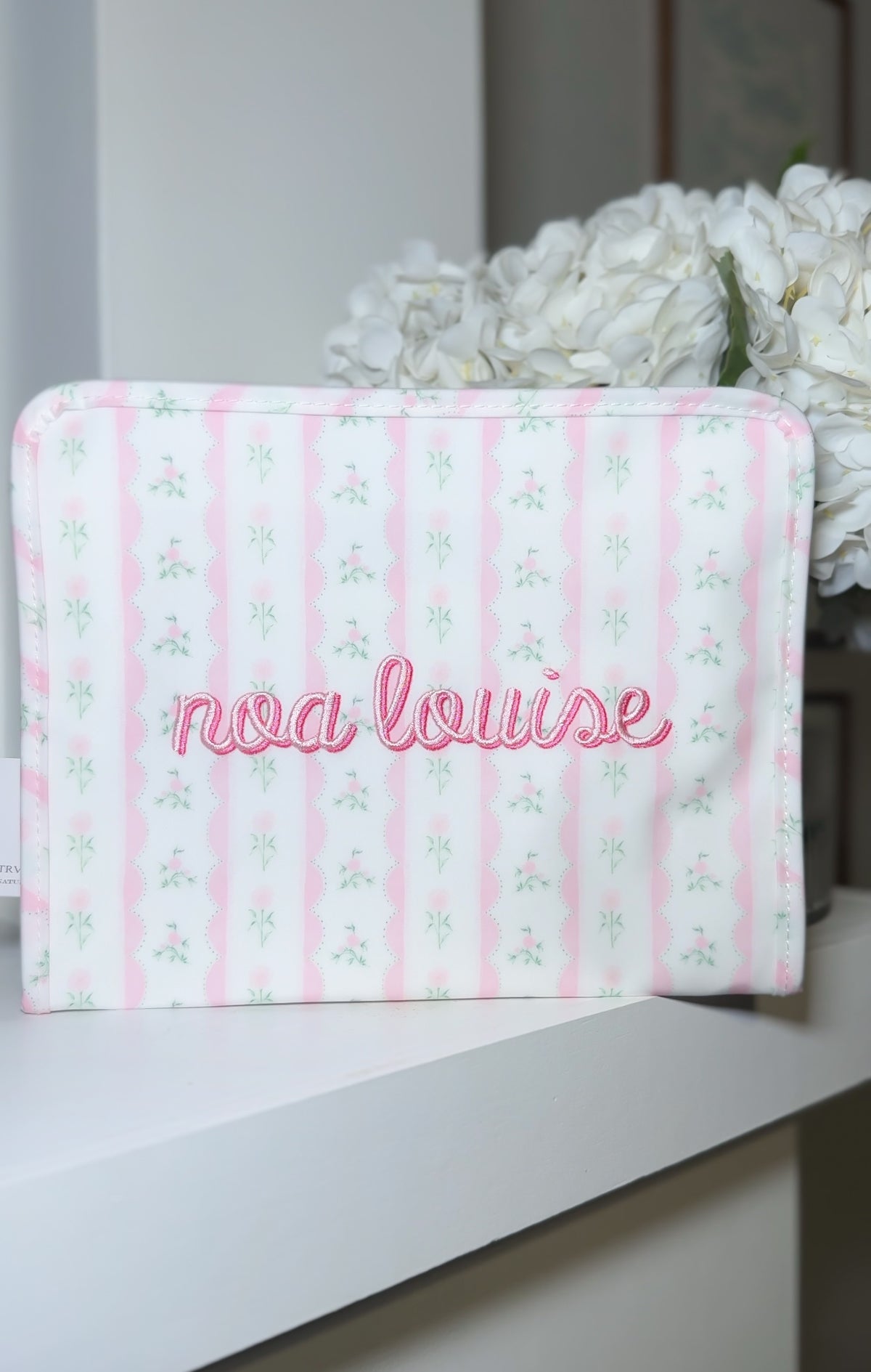Pink ribbon floral roadie embroidery duo font