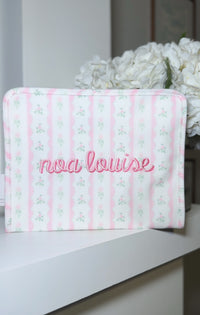 Pink ribbon floral roadie embroidery duo font