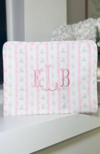Pink ribbon floral roadie embroidery fishtail font