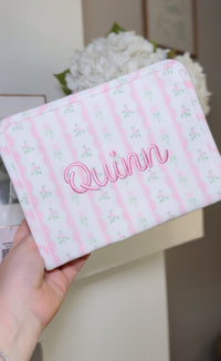 Pink ribbon floral roadie embroidery medium