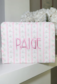 Pink ribbon floral roadie embroidery name font