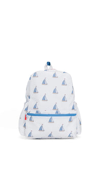 Backpack with sailboat pattern on a white background
